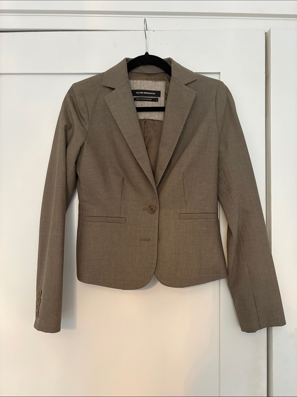 Club Monaco Women's Taupe Pinstripe Blazer